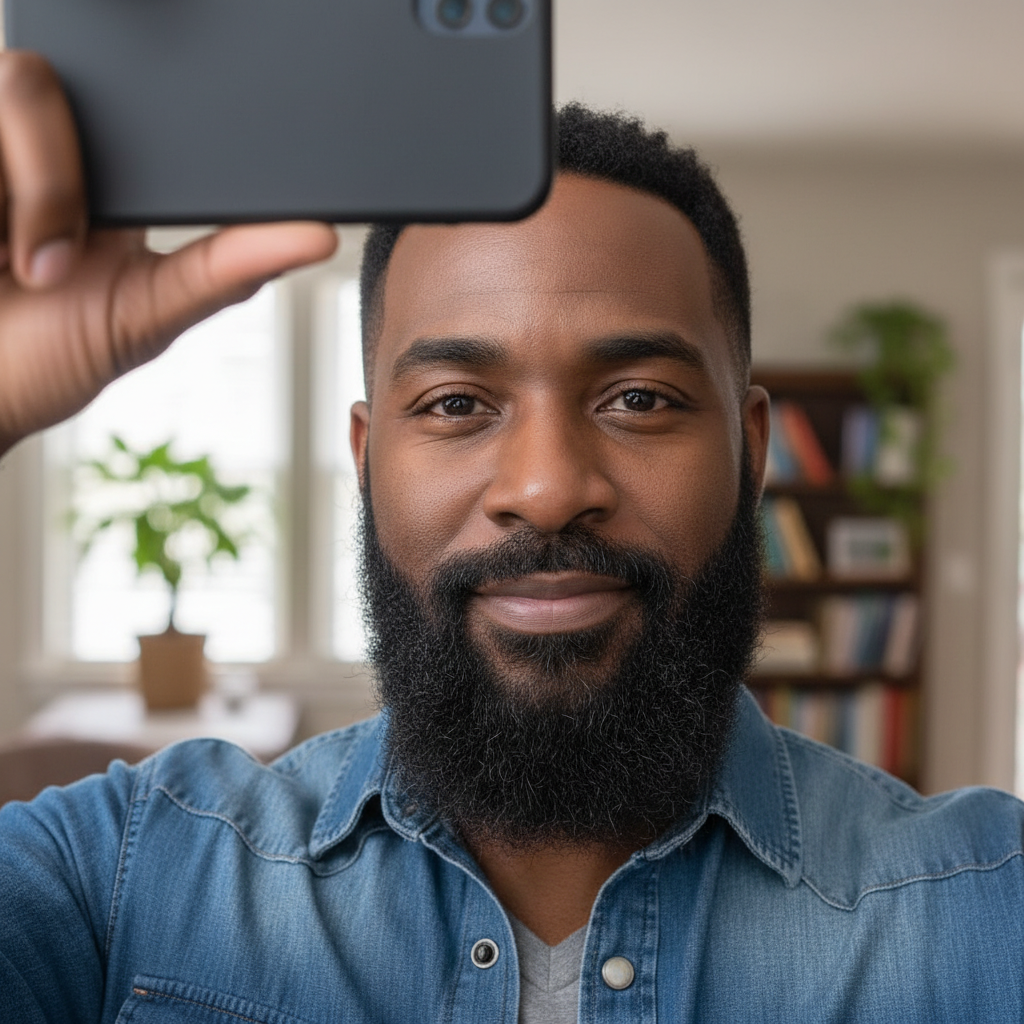 BeardFit case library example for round face